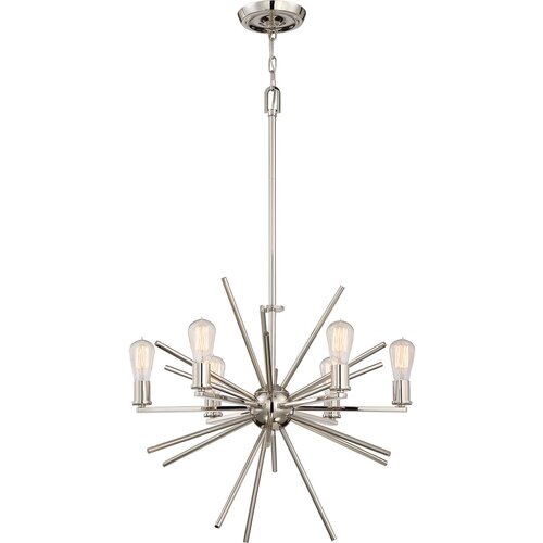 Elstead Lighting Elstead Carnegie Lestenec s 6 lučmi, srebrn zaključek, E27, (22099641) Cene