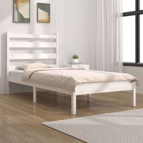  Okvir za krevet od masivne borovine bijeli 100 x 200 cm Slike