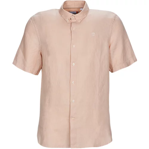 Timberland Srajce s kratkimi rokavi SS Mill River Linen Shirt Slim Rožnata