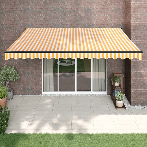 vidaXL avtomatsko zložljiva tenda rumena in bela 4x3 m Cene