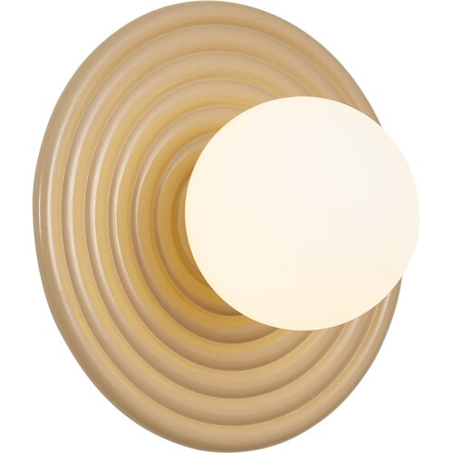 QAZQA Retro Wall Lamp Taupe with Opal Round 20cm IP44 - Lila Cene