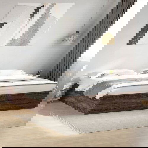 Furnova Posteljni okvir rjav hrast 200x200 cm inženirski les, (21941588) Slike
