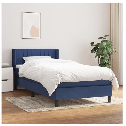 VidaXL Krevet s oprugama i madracem plavi 90 x 190 cm od tkanine Slike