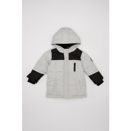 Defacto baby boy water repellent ribbed sleeve hooded coat Slike