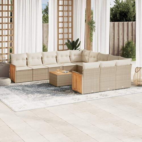 VidaXL 12-dijelni set vrtnih sofa od poliratana s jastucima bež Slike
