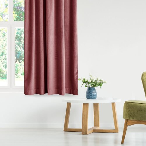 Restilo Rožnata žametna zavesa za delno zatemnitev 140x245 cm Eyelets &amp;ndash; Slike