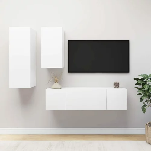 vidaXL Komplet TV omaric 4-delni bela iverna plošča, (20912802)