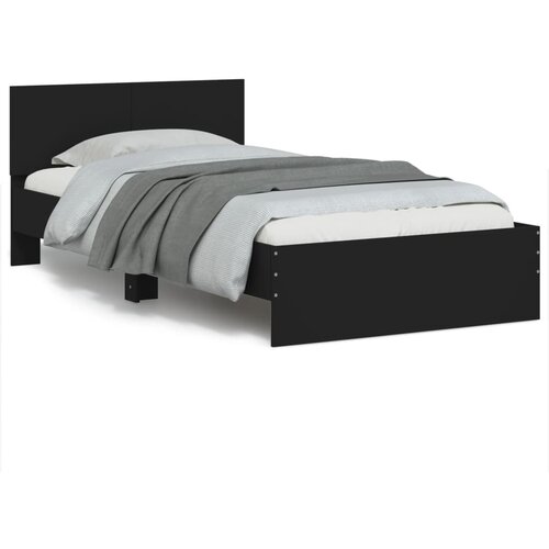 VidaXL Posteljni okvir z vzglavjem črn 100x200 cm inženirski les Slike