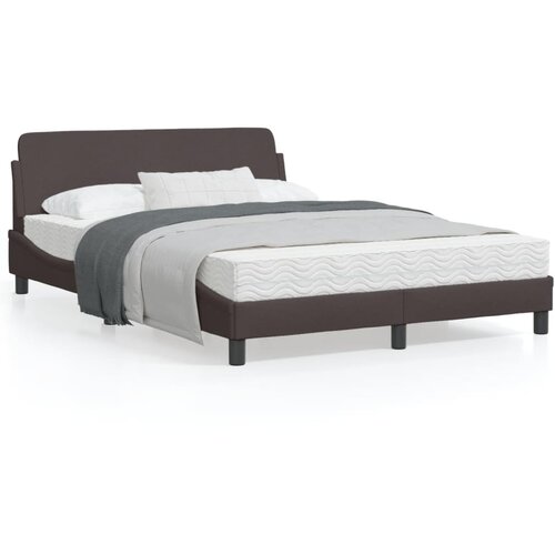 VidaXL Okvir za krevet s uzglavljem tamnosmeđi 140x190 cm od tkanine Slike