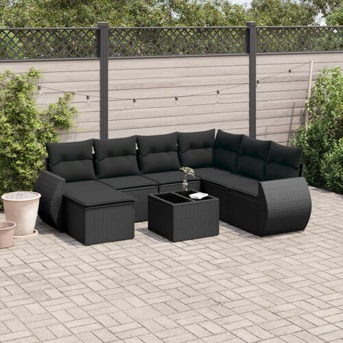 vidaXL 8-dijelni set vrtnih sofa od poliratana s jastucima crni Cijene