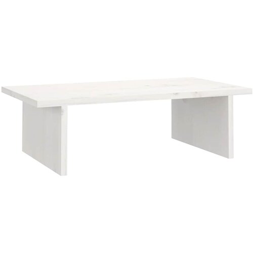  Stalak za monitor bijeli 50 x 27 x 15 cm od masivne borovine Slike
