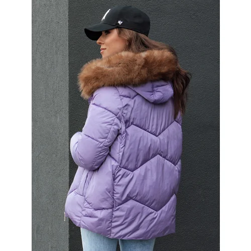 DStreet Women's winter jacket with hood WAYWARD purple