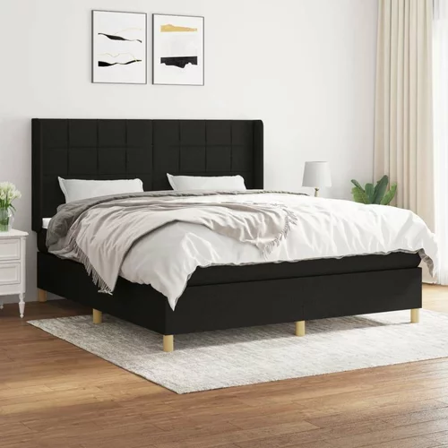  Box spring postelja z vzmetnico črna 160x200 cm blago, (20791076)