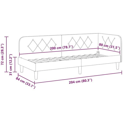  Kutni okvir kreveta s uzglavljem Crna 80 x 200 cm tkanina Slike