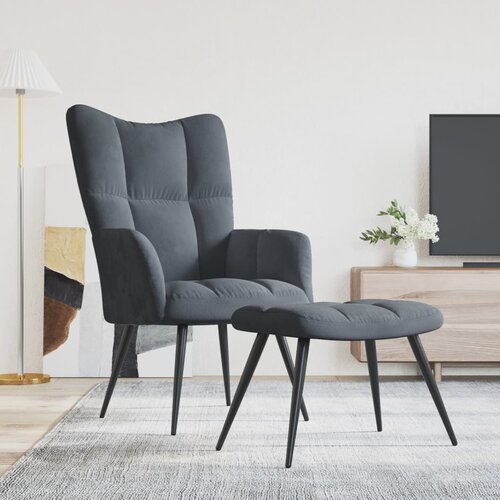The Living Store Stol za spro&amp;scaron;čanje s stolčkom temno siv žamet - Stol Za Spro&amp;scaron;čanje, (21438870) Slike