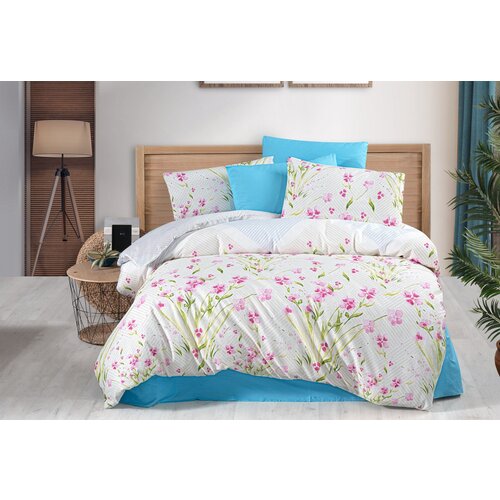 flora bluepurplegreenwhite double quilt cover set Slike