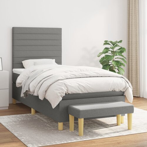 The Living Store Box spring postelja z vzmetnico temno siva 100x200 cm blago - Box Spring Postelja, (21520678) Slike