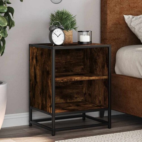 vidaXL Nočna omarica 2 kosa dimljen hrast 40x31x50 cm inž. les/kovina Cene