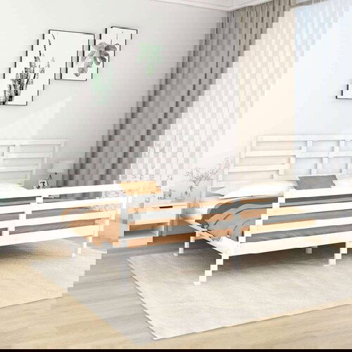  Za krevet od masivnog drva bijeli 200 x 200 cm Slike