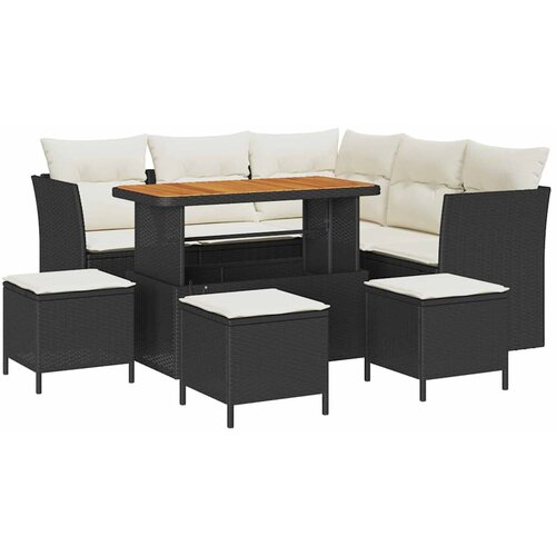 vidaXL Vrtna sedežna garnitura 9 pcs Črna in krem 110 x 55 x 71 cm, (5000020334) Cene