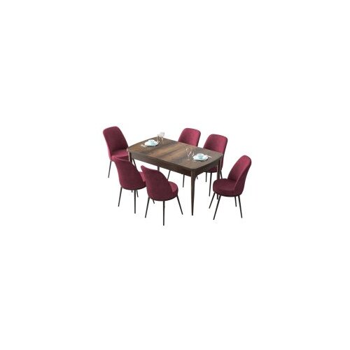 Hanah home set trpezarijski sto i 6 stolica zen baroque burgundy Cene
