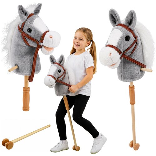 HOBBY Horse Horse on a Stick Horse Head Galloping Neighing Sounds Gray 100 cm Slike