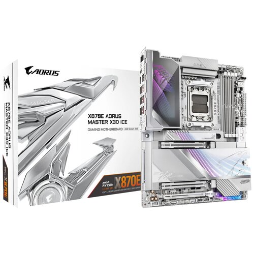 Gigabyte AM5, X870E AORUS MASTER X3D ICE, 4x DDR5 DIMM, X3D Turbo Mode 2.0 : Incredible X3D performance unleashed by AI DDR5 OC up to 9000MT/s X870E A MASTER X ICE Cene