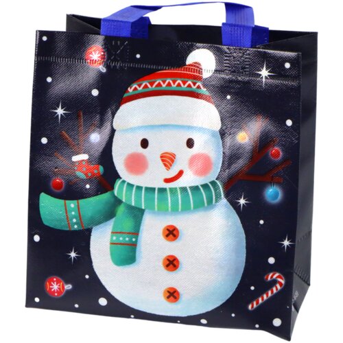GIFT Bag in Dark Color Snowman Motif 23cm x 21.5cm x 11cm Cene
