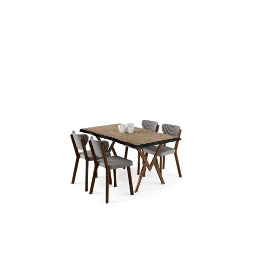 Hanah home Set trpezarijskog stola i stolica (5 delova) Akort Atlantic Pine Grey Cene