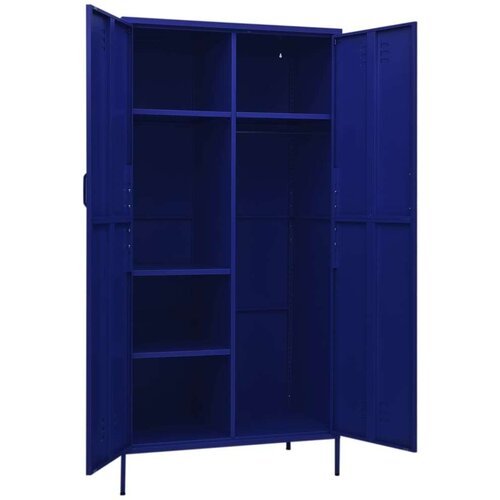 VidaXL Garderobna omara mornarsko modra 90x50x180 cm jeklo Slike