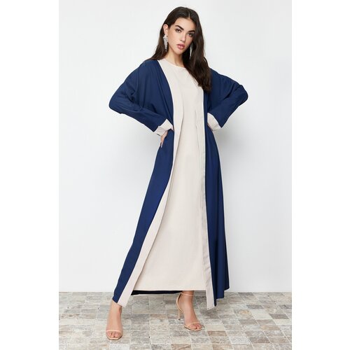 Trendyol Navy Blue Color Block Long Woven Cap & Abaya & Abaya Cene