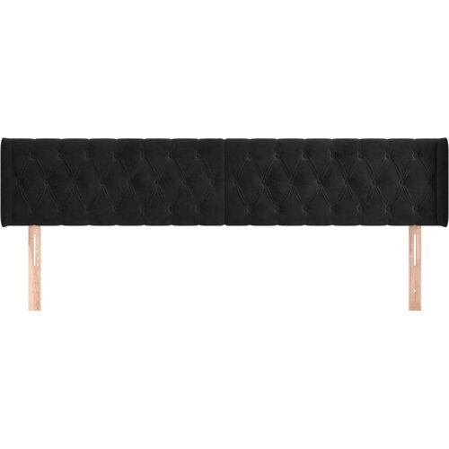  Uzglavlje s u&amp;scaron;ima crni 183x16x78/88 cm bar&amp;scaron;unasti Slike