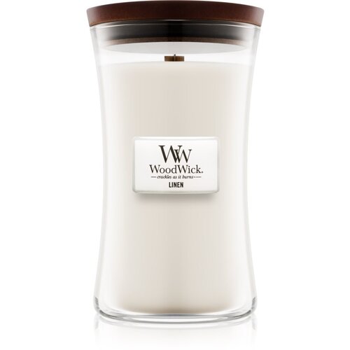 WoodWick linen dišeča svečka 610 g unisex Cene