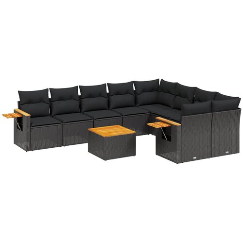 vidaXL 10-dijelni set vrtnih sofa s jastucima crni od poliratana Cijene
