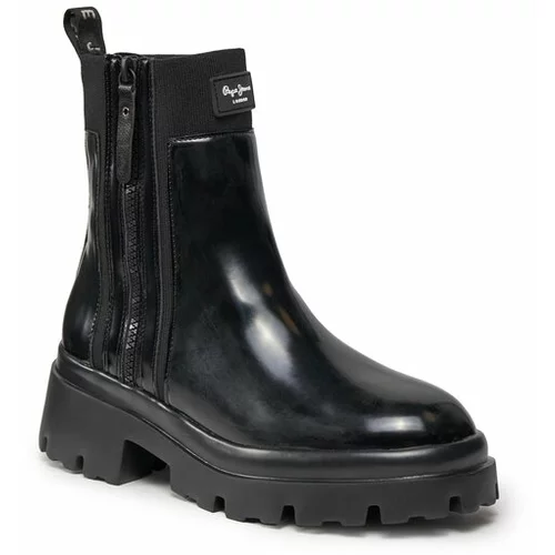 PepeJeans Škornji Zip Boots PLS50479 Črna