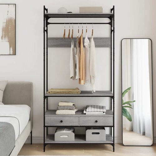 The Living Store Omara s predali siva sonoma 89x39x184,5 cm konstruiran les - Garderobna Omara, (21568334) Cene