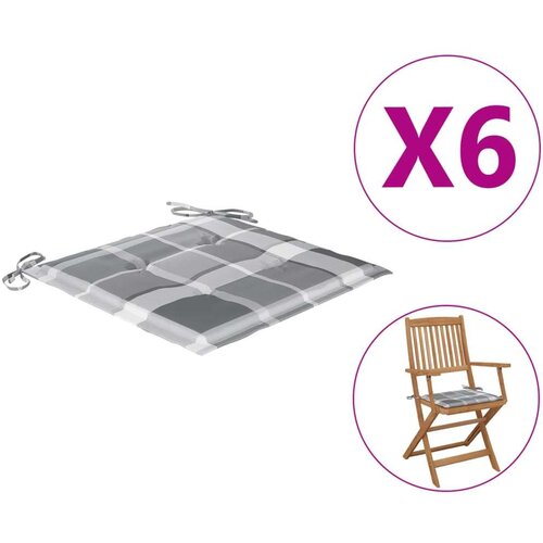 vidaXL Jastuci za vrtne stolice 6 kom sivi karirani 40x40x3 cm tkanina Cene