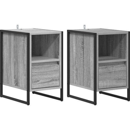  Noćni ormarić s ladicama 2 pcs Siva Sonoma 39,5 x 30 x 50 cm Slike