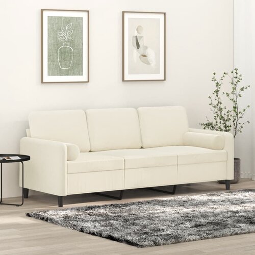 VidaXL Trosjed s ukrasnim jastucima krem 180 cm bar&amp;scaron;unasti Slike