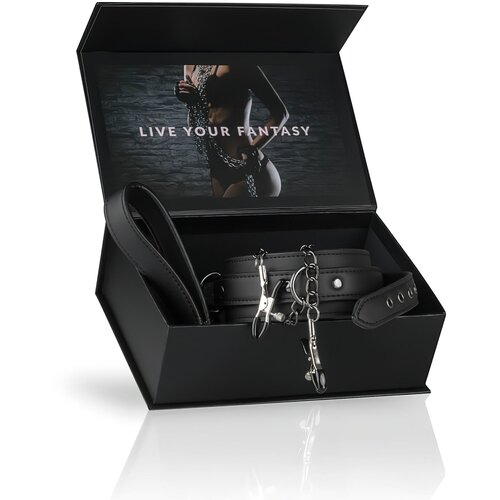 EasyToys Fetish Collection Leather Collar With Nipple Chains Slike