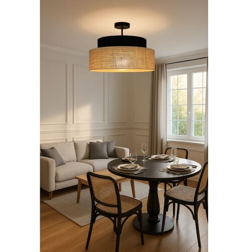  plafonski luster boho 1xE27/60W/230V prečnik 40 cm crna/bež Slike