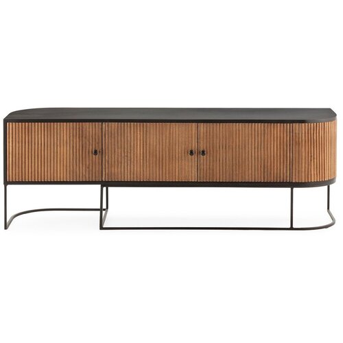 MOME TV komoda od masivnog manga u prirodnoj boji 160x55x40 cm Curve &amp;ndash; Slike