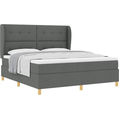  Krevet s opruga kutije Tamno siva 200 x 180 cm tkanina Slike