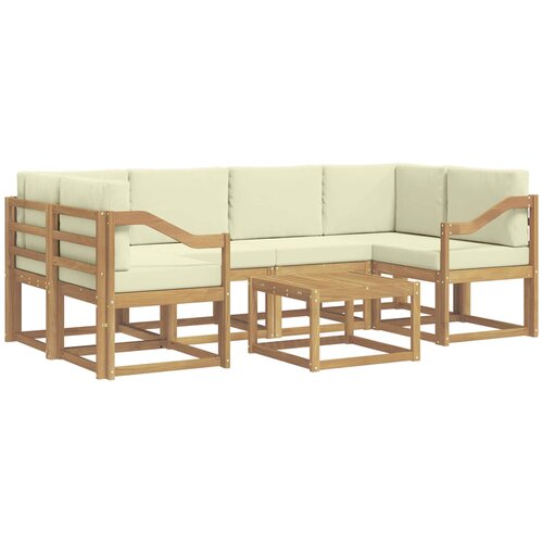 vidaXL Zunanja garnitura za sedenje z blazino 7 pcs Bela in krem, (5000281401) Cene