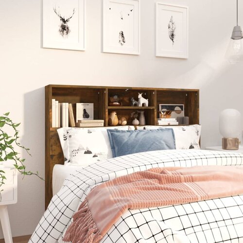 VidaXL Vzglavna omarica dimljeni hrast 120x19x103,5 cm Slike