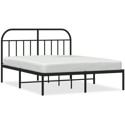 Maison Chic Kovinski Posteljni okvir - Dvoposteljna postelja - Zakonska postelja z vzglavjem črn 140x190 cm, (21692357) Slike
