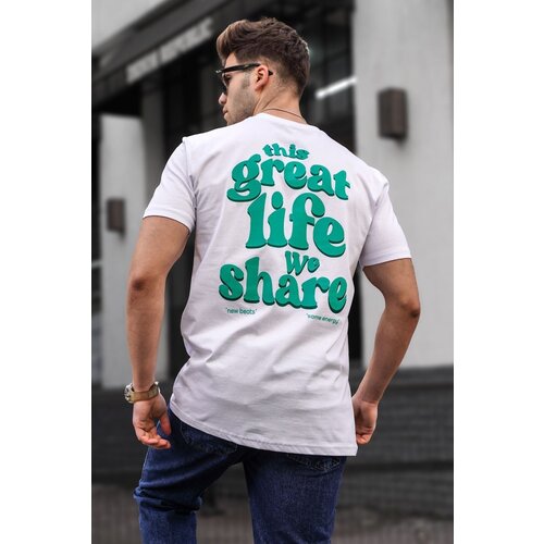 Madmext Printed White T-shirt 5357 Slike