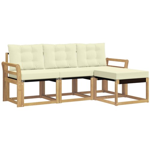 vidaXL Zunanja garnitura za sedenje z blazino 4 pcs Bela in krem, (5000281253) Cene