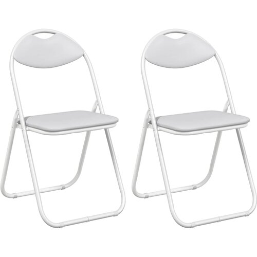 Sklopiva stolica 2 pcs Bijeli 48 x 43,5 x 81 cm Lažna koža Slike
