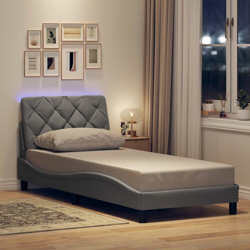 VidaXL Posteljni okvir z LED brez vzmetnice svetlo siv 80x200 cm blago Slike
